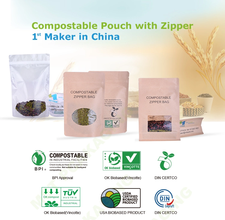 Recycle PE4 Stand up Pouch Zip Lock Biodegradable Plastic Food Rice Bag